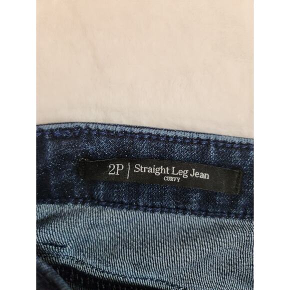 Talbots Straight Curvy Jeans Womens 2P 2 Petite Blue Whiskers Y2k Mid Rise - Picture 3 of 16